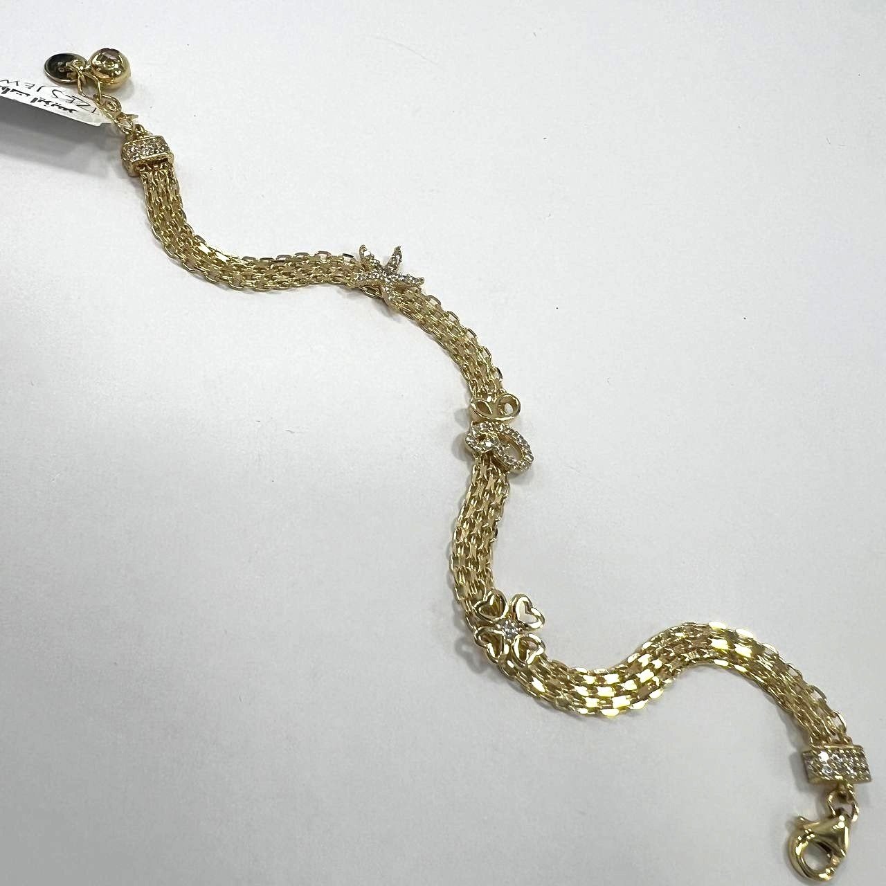 IZES JEWELRY 14K Gold Plated Multi-Strand Charm Bracelet Starfish Butterfly Clover - Image 8