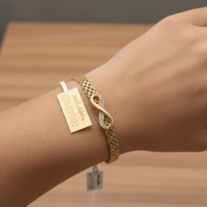 14K Yellow Gold Infinity Bracelet for Women - Triple Chain, Zircon Charm, Love Gift