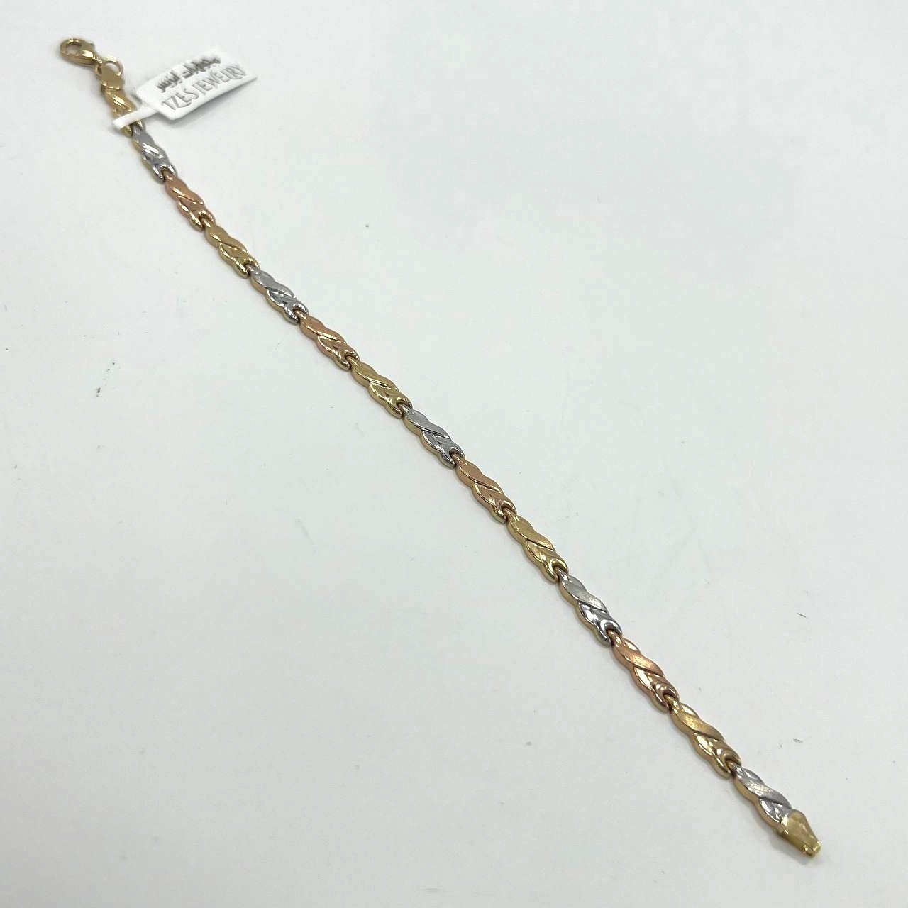 14K yellow, white & rose gold bracelet, delicate and elegant for every occasion - Image 3