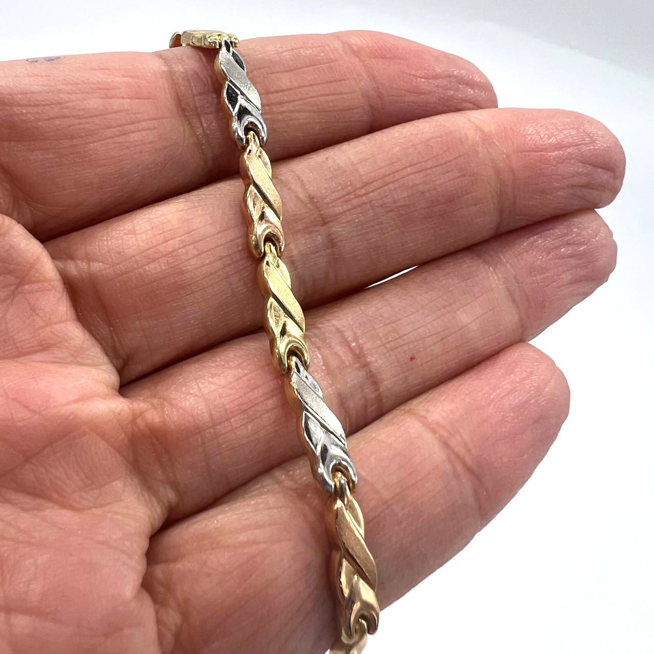 14K yellow, white & rose gold bracelet, delicate and elegant for every occasion - Image 5