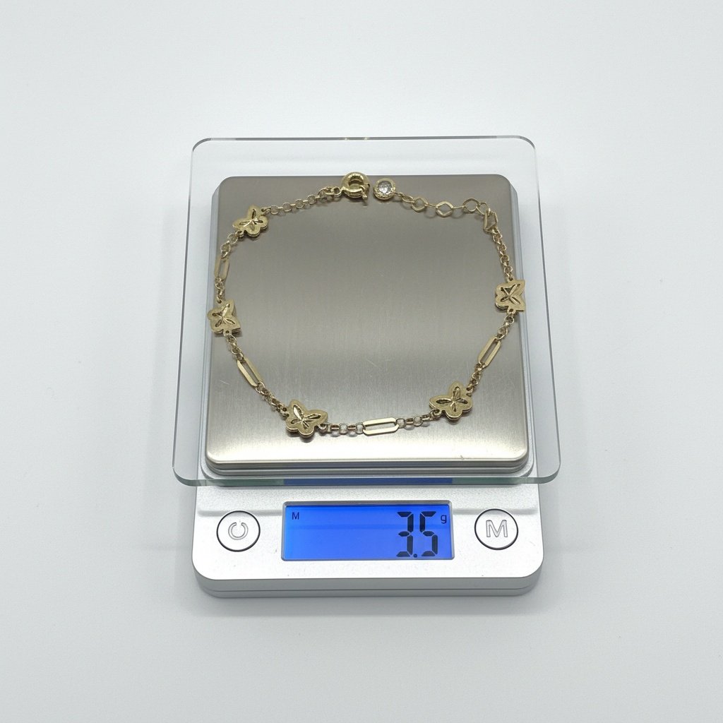 IZES 14K Yellow Gold Butterfly Charm Bracelet Adjustable Dainty Women's Gift - Image 6