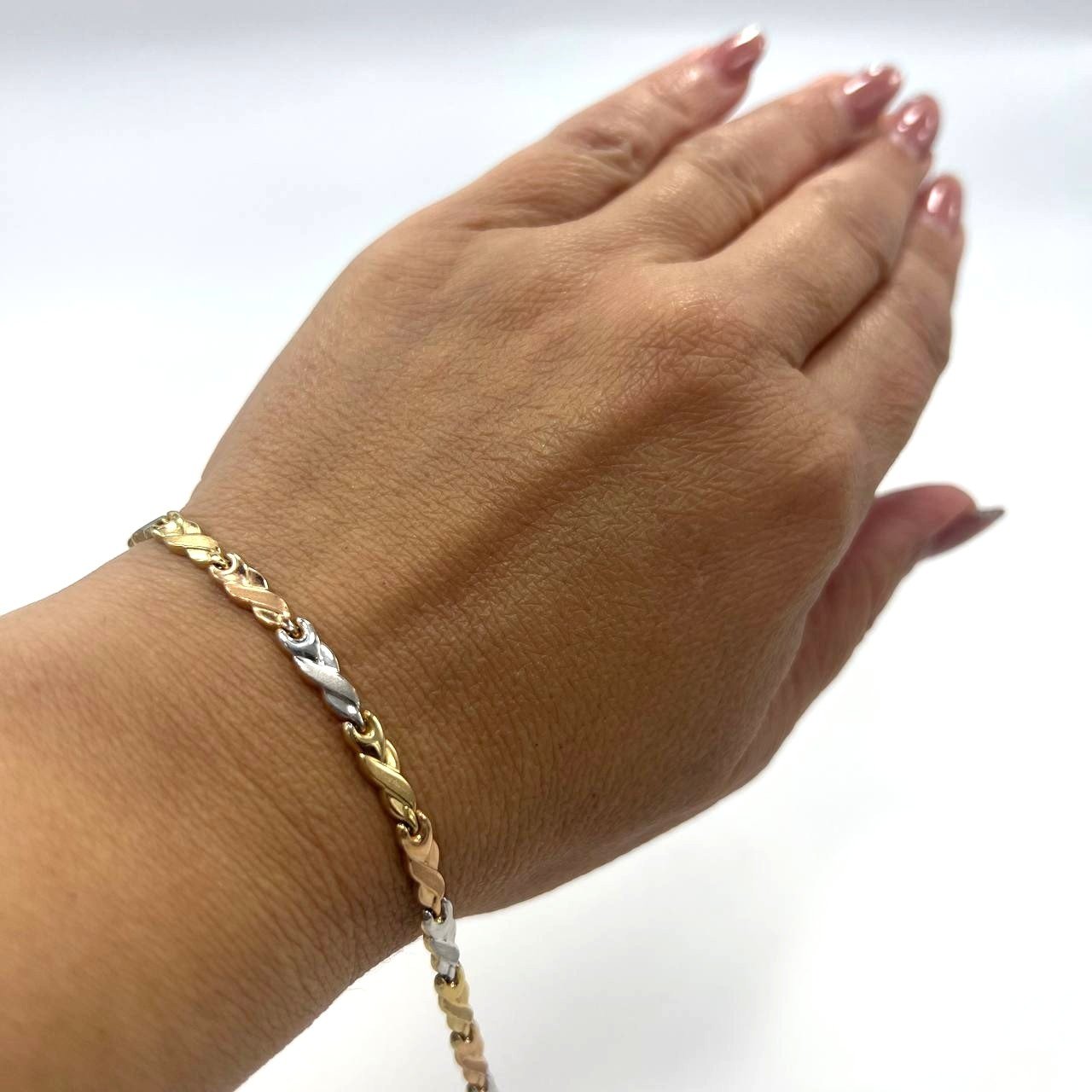 14K yellow, white & rose gold bracelet, delicate and elegant for every occasion - Image 7