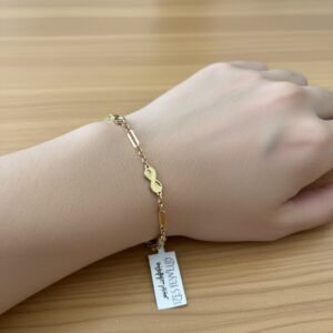 14K Yellow Gold Women's Infinity Link Bar Bracelet Adjustable Everyday Fine Jewelry