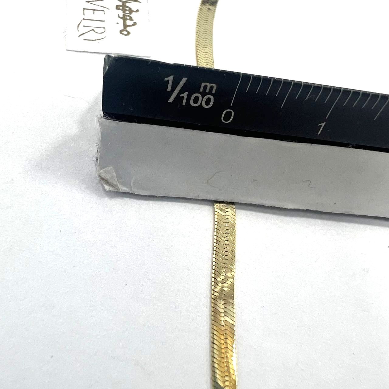 14K Solid Gold Herringbone Necklace Bracelet Set Womens Flat Snake Chain Luxury - Image 6