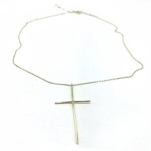 Genuine 14K Yellow Gold Cross Necklace Minimalist Modern Faith Pendant Chain Gift