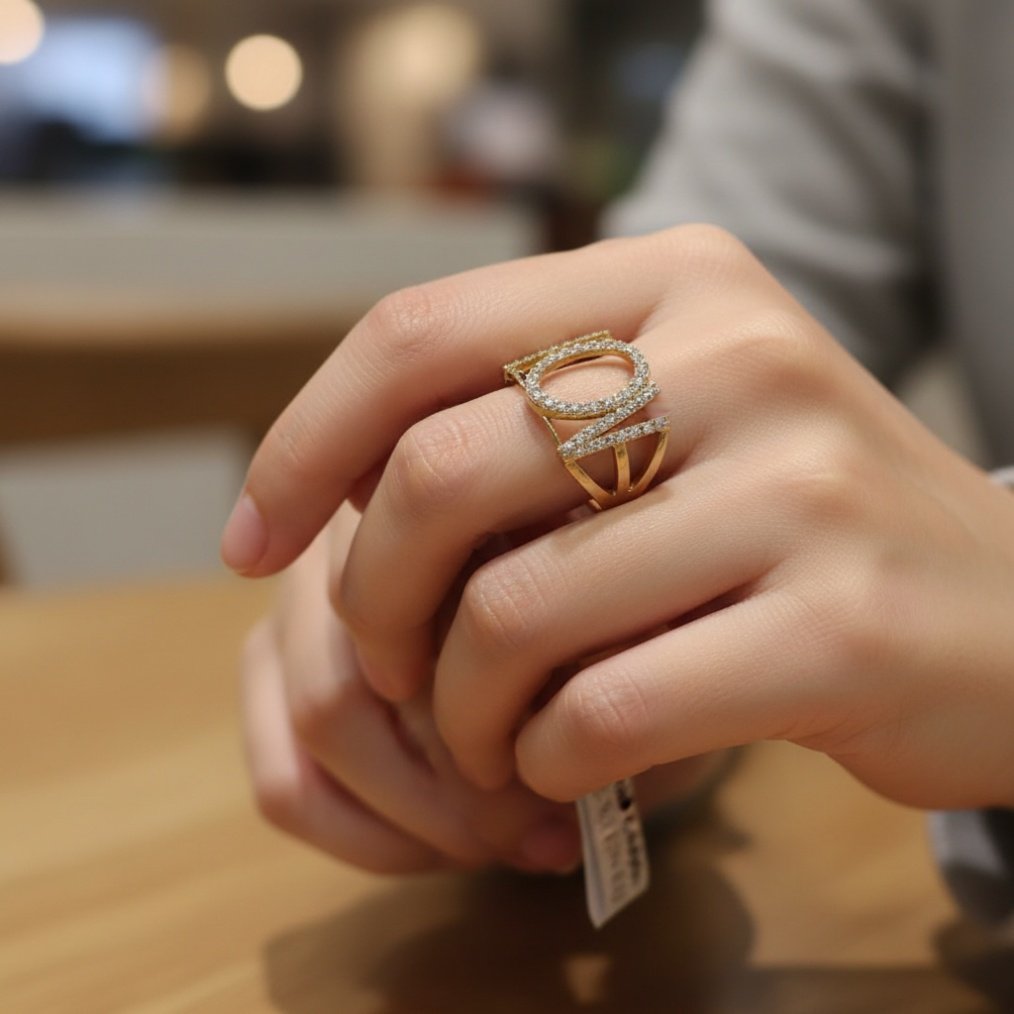 14K Yellow Gold LOVE Ring CZ Cubic Zirconia Women's Statement Fashion Gift Jewel - Image 2