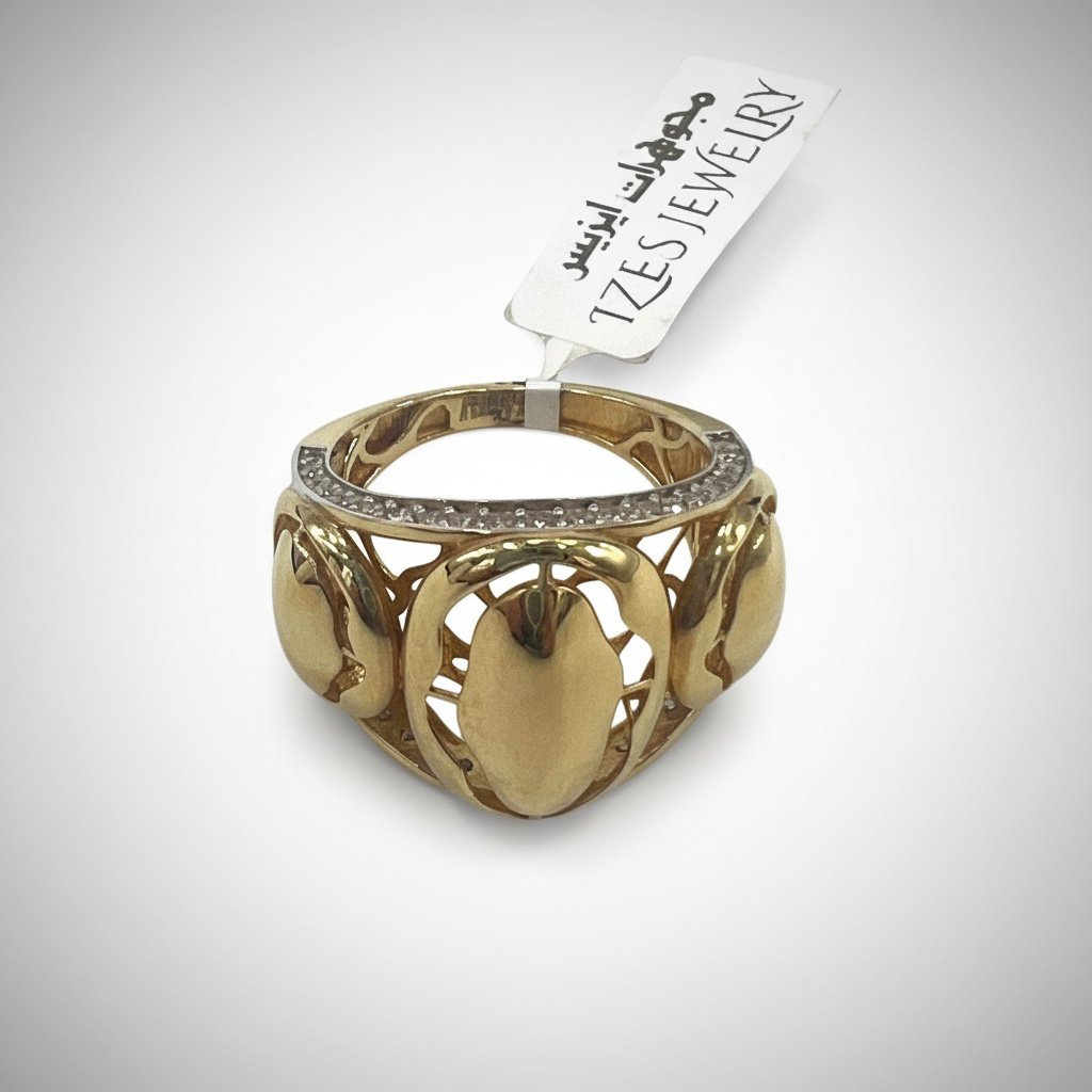 14K Yellow Gold Sculpted Openwork Ring CZ Accents Women's Fine Fashion size 8.5Jewelry Gift