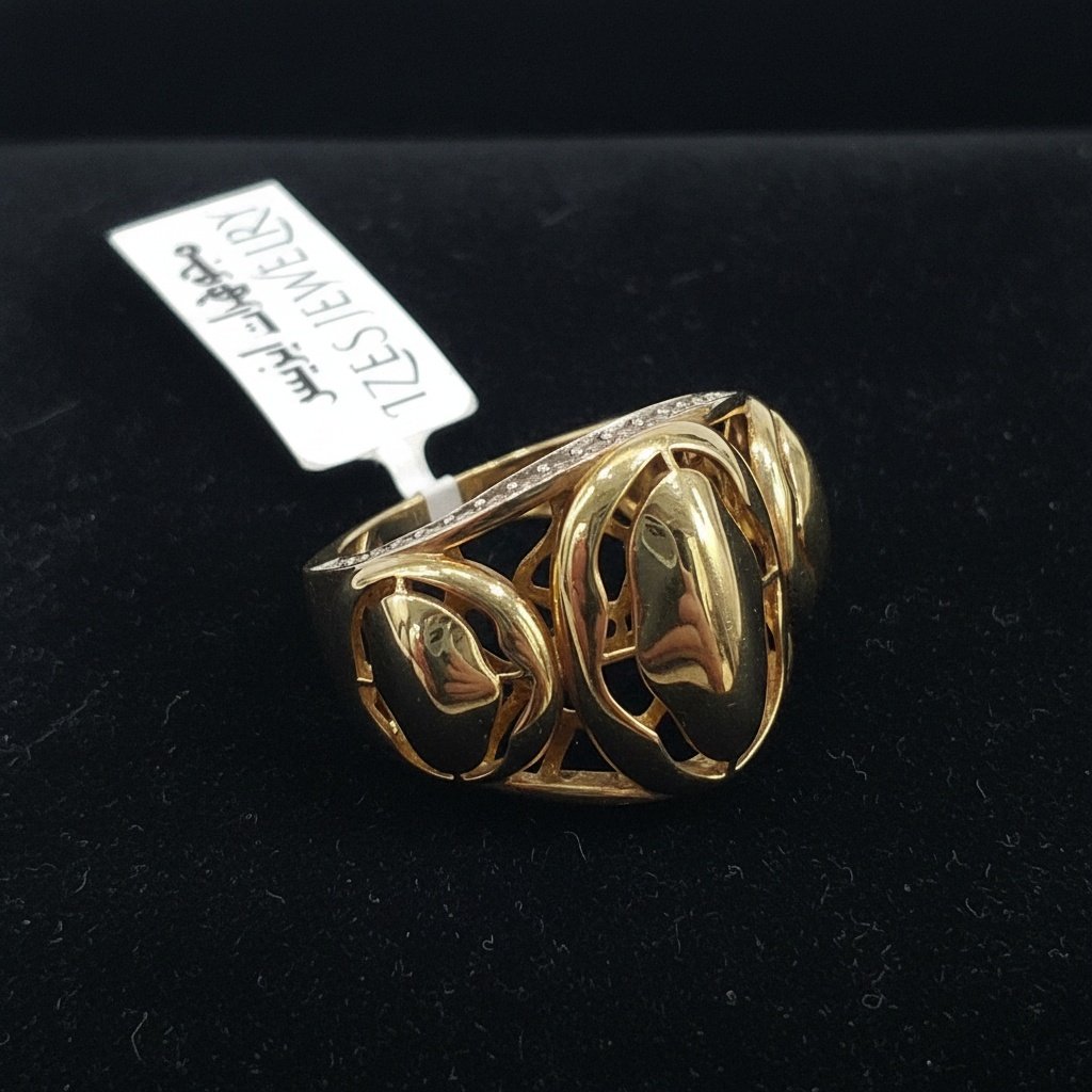 14K Yellow Gold Sculpted Openwork Ring CZ Accents Women's Fine Fashion size 8.5Jewelry Gift - Image 2