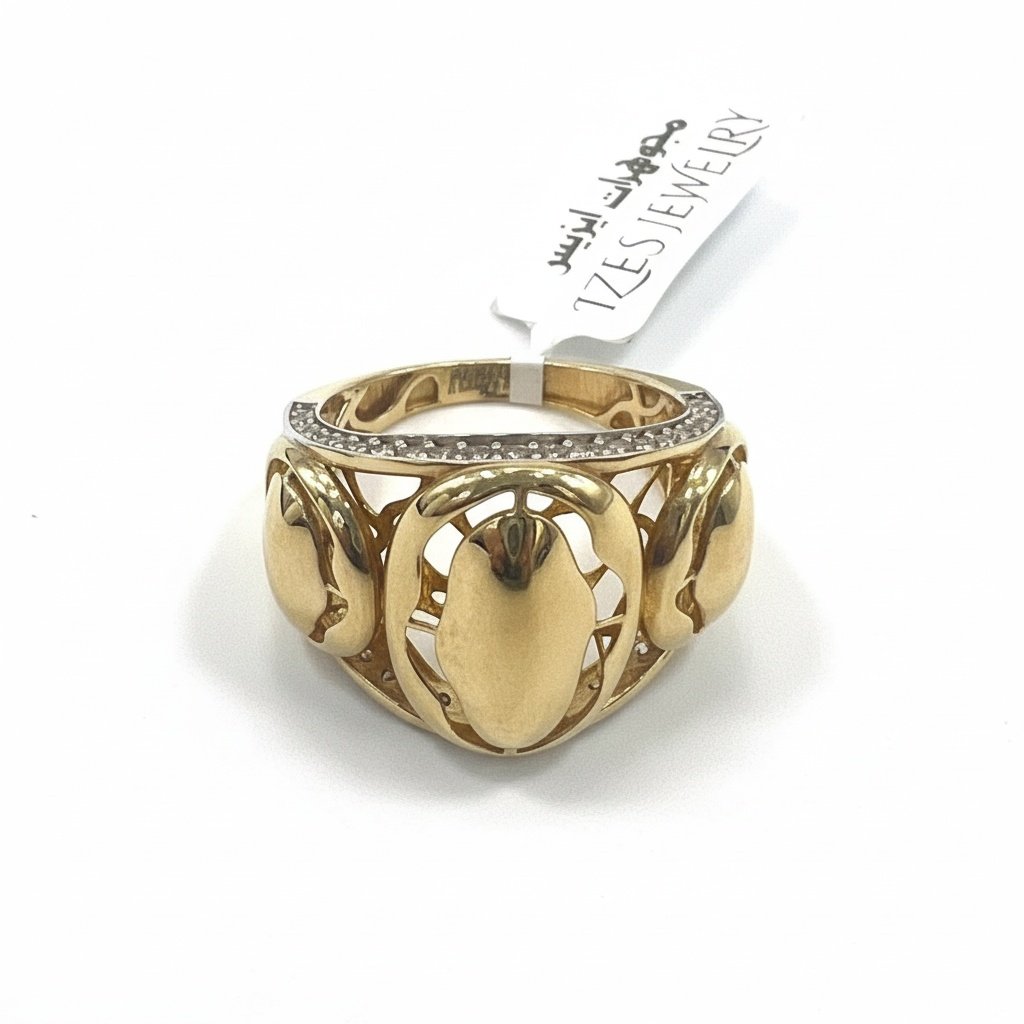 14K Yellow Gold Sculpted Openwork Ring CZ Accents Women's Fine Fashion size 8.5Jewelry Gift - Image 5