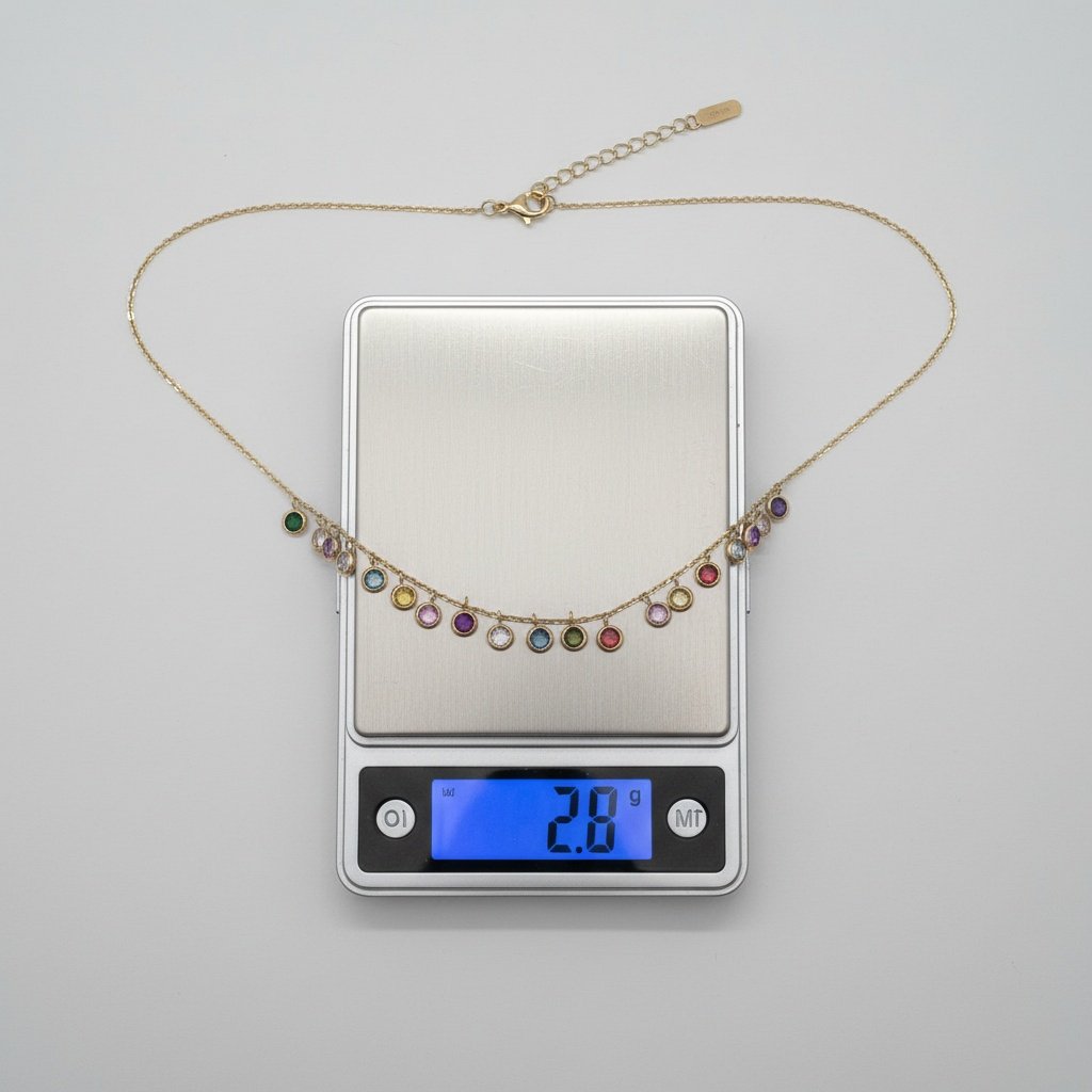 14K Yellow Gold Dainty Multicolor Zircon Charm Necklace Fine Gemstone Jewelry Gi - Image 4