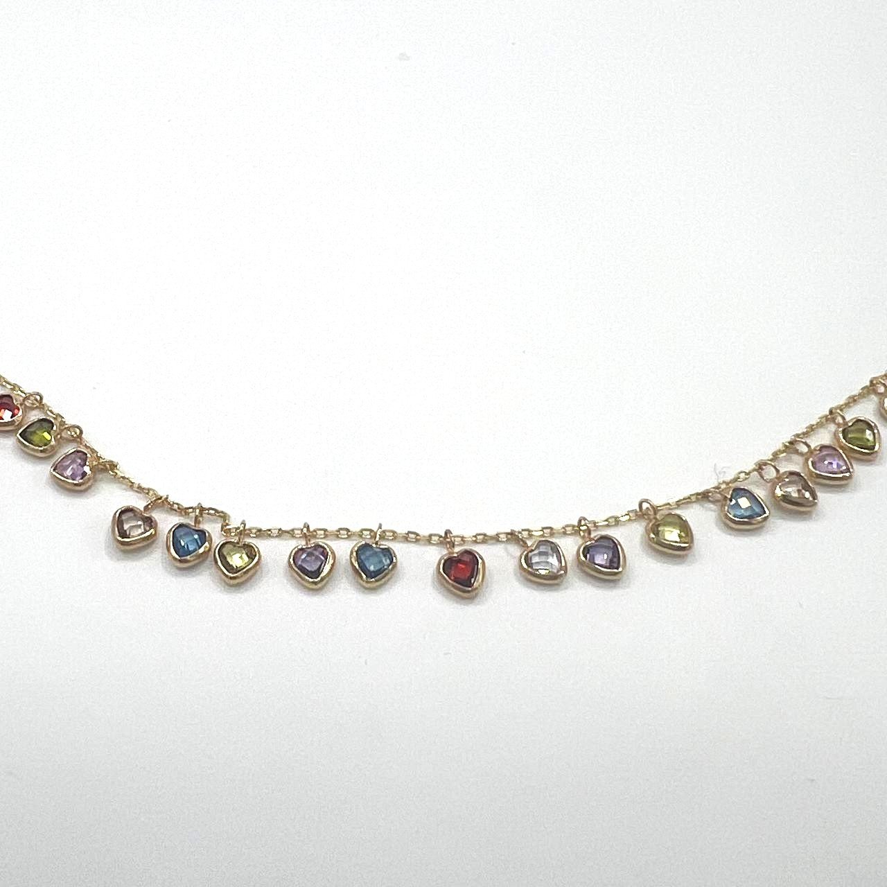 14K Yellow Gold Dainty Multicolor Zircon Charm Necklace Fine Gemstone Jewelry Gi - Image 7